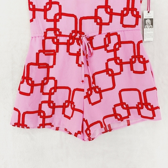 Gibson Pink Chain Link Mykonos Racerback Summer Romper P1335 - Picture 4 of 9